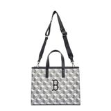  Túi Tote Vuông MLB Cube Monogram Medium Tote Boston Red Sox Màu Xám 3Aorm042N-43Grs 