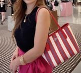  Túi Tote Coach City Tote Bag With Stripe Print CT825 Màu Trắng Sọc Đỏ 