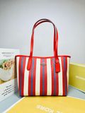  Túi Tote Coach City Tote Bag With Stripe Print CT825 Màu Trắng Sọc Đỏ 