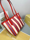  Túi Tote Coach City Tote Bag With Stripe Print CT825 Màu Trắng Sọc Đỏ 