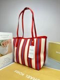  Túi Tote Coach City Tote Bag With Stripe Print CT825 Màu Trắng Sọc Đỏ 