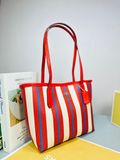  Túi Tote Coach City Tote Bag With Stripe Print CT825 Màu Trắng Sọc Đỏ 