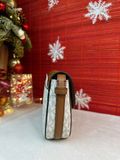  Túi Đeo Chéo Michael Kors MK Reed Small Leather Crossbody Bag Màu Trắng Logo Nắp Nâu 