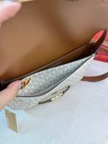  Túi Đeo Chéo Michael Kors MK Reed Small Leather Crossbody Bag Màu Trắng Logo Nắp Nâu 