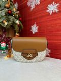 Túi Đeo Chéo Michael Kors MK Reed Small Leather Crossbody Bag Màu Trắng Logo Nắp Nâu 