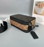  Túi Đeo Chéo Coach Wyatt Crossbody Bag In Blocked Signature Canvas Màu Nâu Tối Logo 