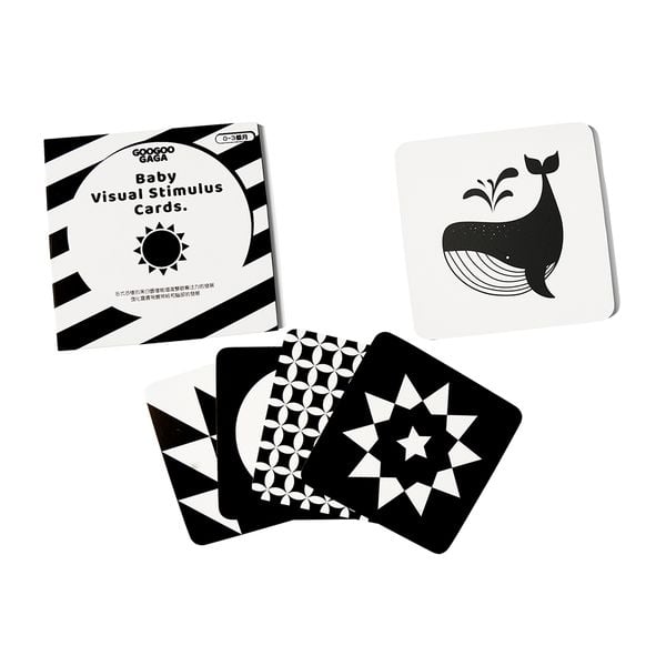  GOOGOOGAGA Bộ thẻ kích thích thị giác trẻ em bằng giấy giai đoạn 1 cho bé từ 0-3 tháng tuổi Đen trắng 