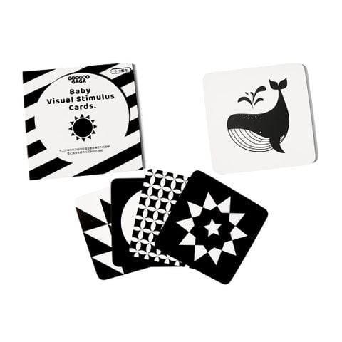  GOOGOOGAGA Bộ thẻ kích thích thị giác trẻ em bằng giấy giai đoạn 1 cho bé từ 0-3 tháng tuổi Đen trắng 