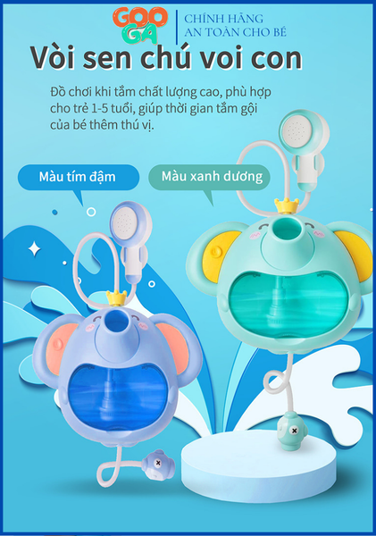  GOOGOOGAGA Vòi sen 3 trong 1 bằng nhựa hình chú voi 