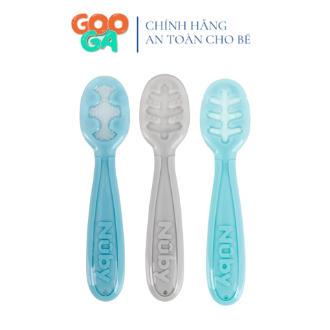  Nuby Bộ 3 chiếc thìa ăn dặm bằng silicone cho bé 