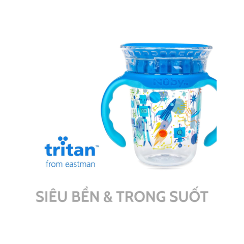  Nuby Cốc tập uống 360 độ bằng nhựa Tritan cho bé dung tích 240ml 10735 
