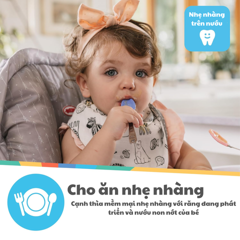  Nuby Bộ 4 chiếc thìa ăn dặm bằng thép không gỉ có đầu bọc silicone cho bé 81023 