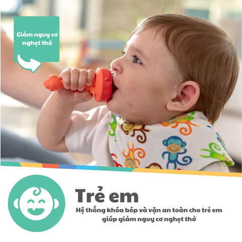  Nuby Túi nhai ăn dặm bằng silicone cho bé có tay cầm hình thú dễ thương 