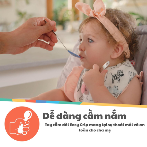  Nuby Bộ 4 chiếc thìa ăn dặm bằng thép không gỉ có đầu bọc silicone cho bé 81023 