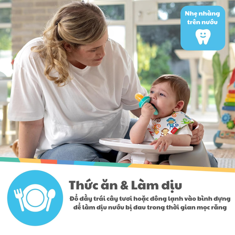  Nuby Túi nhai ăn dặm bằng silicone cho bé có tay cầm hình thú dễ thương 