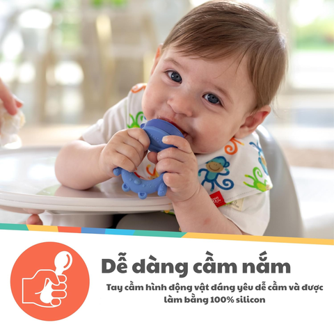  Nuby Túi nhai ăn dặm bằng silicone cho bé có tay cầm hình thú dễ thương 