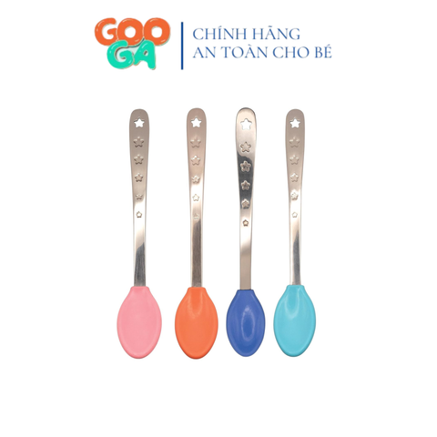  Nuby Bộ 4 chiếc thìa ăn dặm bằng thép không gỉ có đầu bọc silicone cho bé 81023 