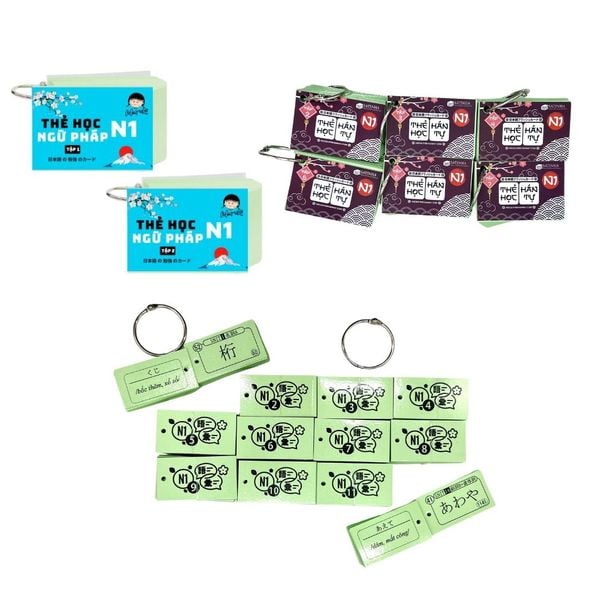 Combo trọn bộ thẻ N1: Từ vựng + Ngữ pháp + Kanji