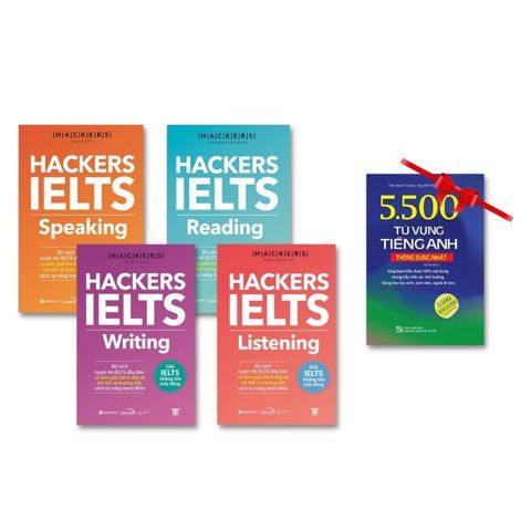 Combo Trọn Bộ 4 Cuốn Hackers IELTS ( Listening + Reading + Speaking + Writing ) + tặng kèm 5500 từ vựng tiếng Anh