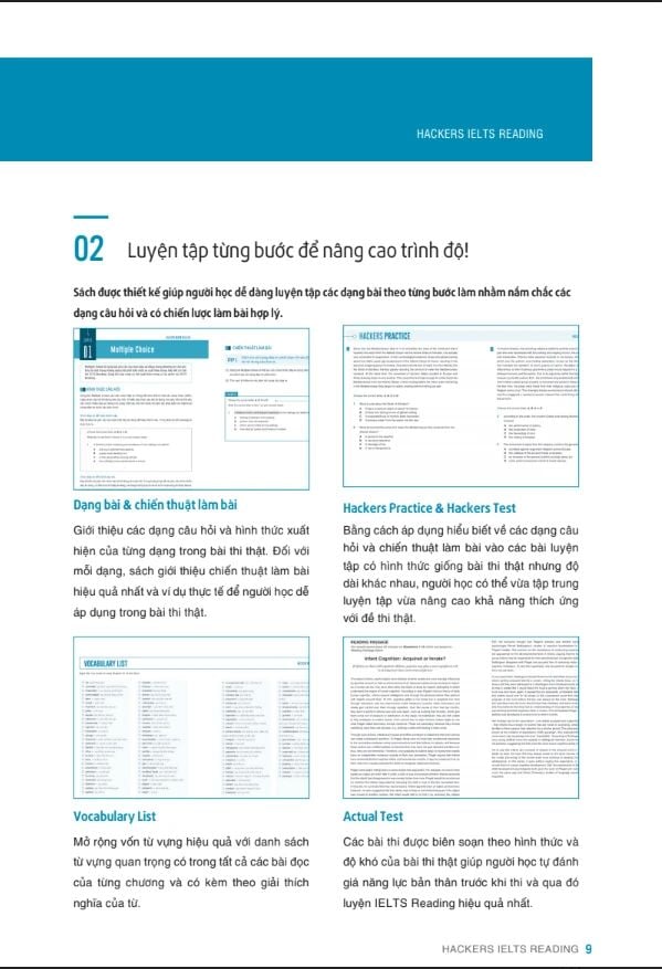 Combo Trọn Bộ 4 Cuốn Hackers IELTS ( Listening + Reading + Speaking + Writing ) + tặng kèm 5500 từ vựng tiếng Anh