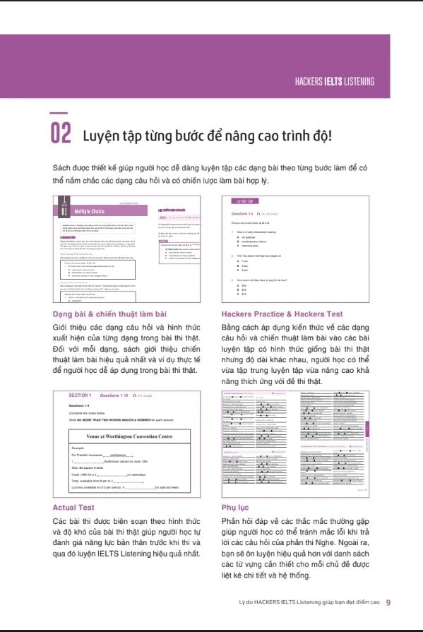 Combo Trọn Bộ 4 Cuốn Hackers IELTS ( Listening + Reading + Speaking + Writing ) + tặng kèm 5500 từ vựng tiếng Anh