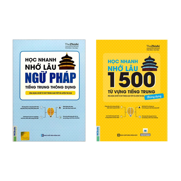 Combo Sách: Học Nhanh Nhớ Lâu Ngữ Pháp Tiếng Trung Thông Dụng + Học Nhanh Nhớ Lâu 1500 Từ Vựng Tiếng Trung Thông Dụng