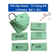 Túi Thẻ flashcard Học Kanji - Từ Vựng N5 (Bài 1 - 25)