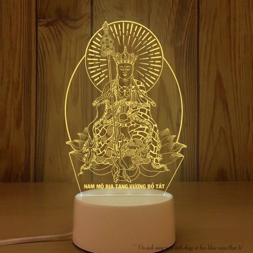 Đèn led khắc tượng Địa Tạng Vương Bồ Tát để bàn trang trí