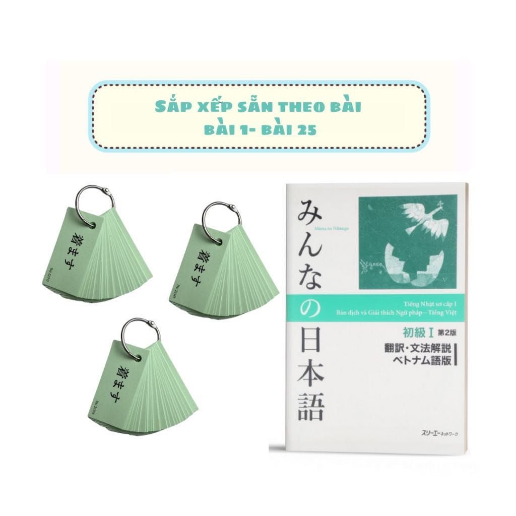 Túi Thẻ flashcard Học Kanji - Từ Vựng N5 (Bài 1 - 25)