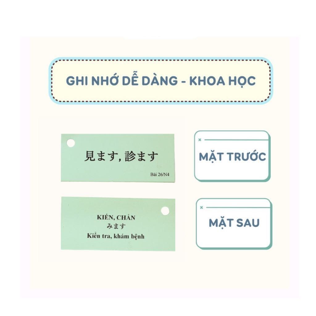 Túi Thẻ flashcard Học Kanji - Từ Vựng N4 (Bài 26-50)