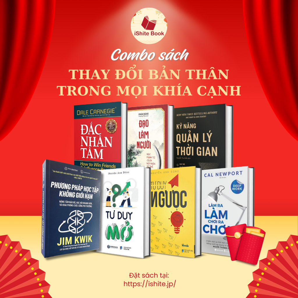 Combo sách ( Đắc Nhân Tâm + Đạo Làm Người + Kỹ thuật hack Thời Gian + Phương Pháp Học Tập Không Giới Hạn + Tư Duy Mở + Tư Duy Ngược + Làm Ra Làm Chơi Ra Chơi )