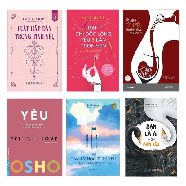 Combo sách: Luật Hấp Dẫn Trong Tình Yêu + Bạn Chỉ Dốc Lòng Yêu Ba Lần Trọn Vẹn + Chuyện Tình Yêu Bạn Biết Được Bao Nhiêu + Osho-Yêu + Tâm Lý Học Tình Yêu-Tình Yêu Của Bạn Giống Như Bạn + Bạn Là Ai Khi Bạn Yêu
