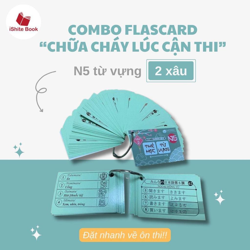 Thẻ Flashcard Từ Vựng Tiếng Nhật N5 - 2 Xâu