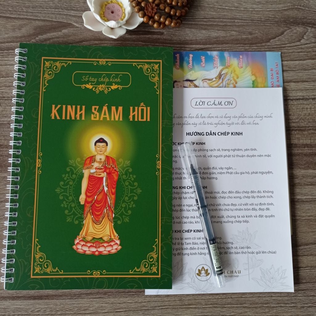 Sổ tay chép Kinh Sám Hối in mờ