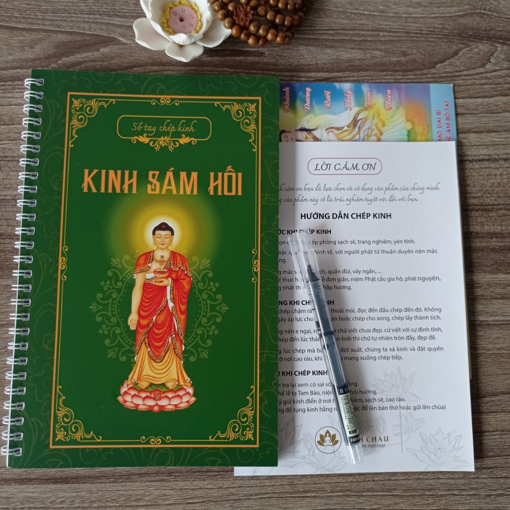 Combo 3 cuốn Sổ chép kinh Địa tạng, Chú đại bi, Kinh Sám hối phiên bản cao cấp in mờ tiếng việt (tái bản mới)