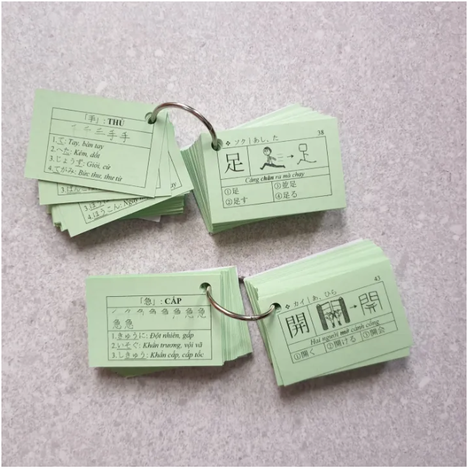 Thẻ Flashcard  Kanji N4 (2 xâu)(ép plastic)