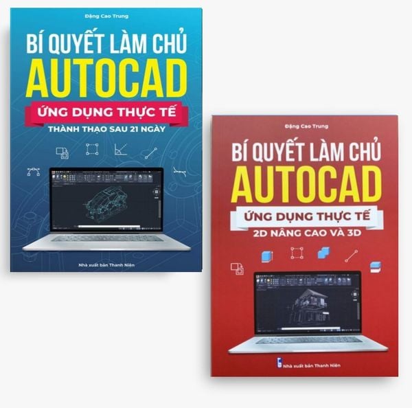 Sách Autocad - Bộ 2 Cuốn Từ Cơ Bản Đến Nâng Cao Xuất Bản Chính Hãng, Ứng Dụng Thực Tế, In Màu, Kèm Video Hướng Dẫn