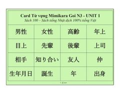 Thẻ Flashcard Mimikara Oboeru Từ vựng N3