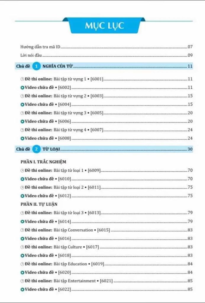 BỘ TỔNG ÔN TỪ VỰNG TIẾNG ANH (tặng kèm Video bài giảng + chữa bài chi tiết)
