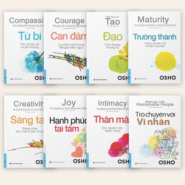 Combo 8 Cuốn OSHO : Thân Mật + Trưởng Thành + Sáng Tạo + Từ Bi + Trò Chuyện Với Vĩ Nhân + Hạnh Phúc + Đạo + Can Đảm