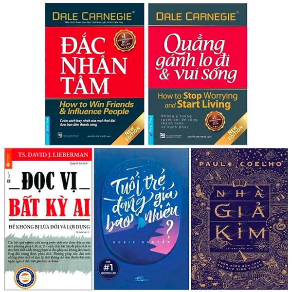 Combo 5 Cuốn Sách Giúp Bạn Tạo Dựng Giá Trị Bản Thân (đắc nhân tâm + quảng gánh lo đi & vui sống khổ nhỏ)