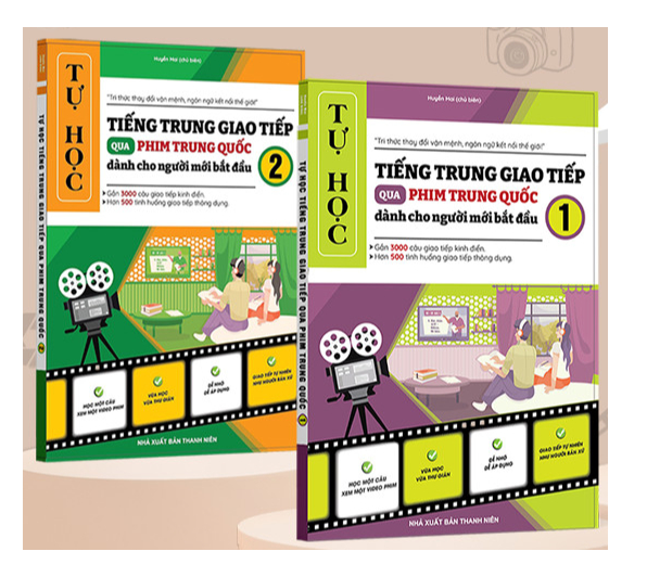 Combo Sách tự học tiếng Trung qua phim Trung Quốc (gồm 2 tập có video bài giảng)