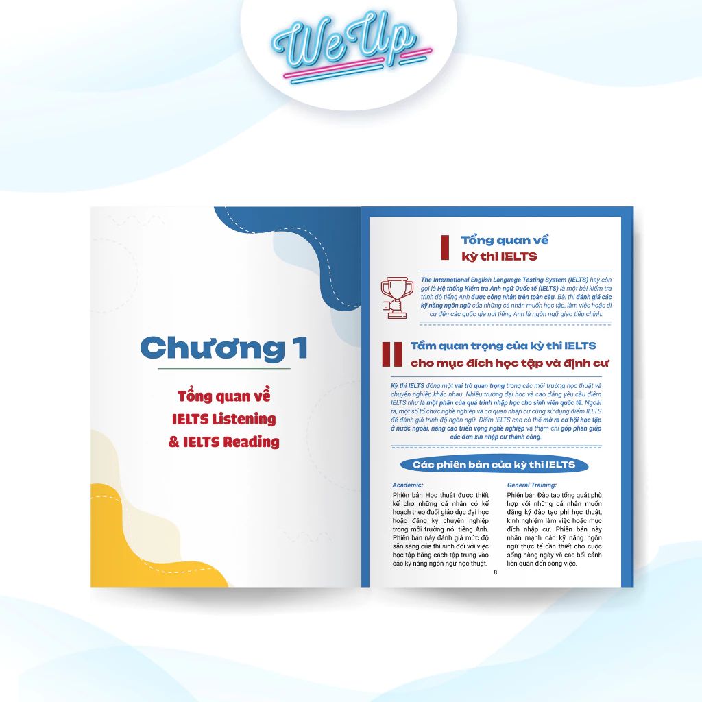 Sổ tay Tự luyện 6.5+ IELTS 4 trong 1 Dễ dàng cho người mới bắt đầu Kỹ năng: Nghe + Đọc