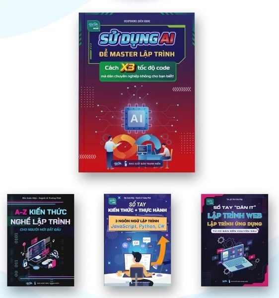 Combo 4 cuốn: Sử dụng AI để master lập trình, Kiến Thức Lập Trình từ A-Z, Thực Hành 3 Ngôn Ngữ Lập Trình Và Sổ Tay Lập Trình Web