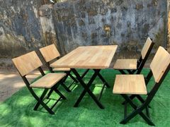 Bộ Bàn Quán Nhậu Mặt Gỗ Chân Sắt Gấp Gọn