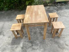 Bộ Bàn Ghế Quán Ăn Gỗ Cao Su Ghế đôn
