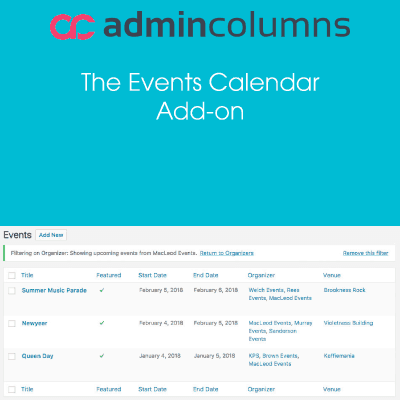  Admin Columns Pro Events Calendar Addon 