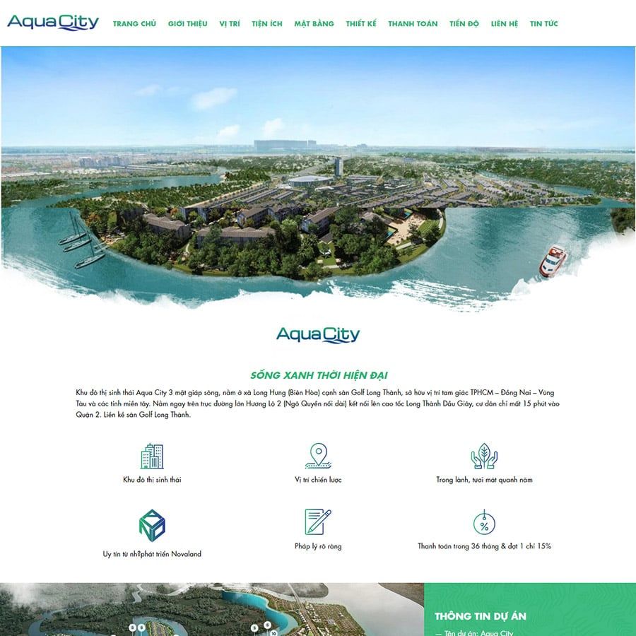  Theme Wordpress Landing Page Bất Động Sản Aqua City 