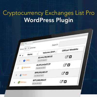  Cryptocurrency Exchanges List Pro – WordPress Plugin 