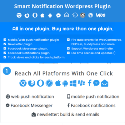  Smart Notification WordPress Plugin Web & Mobile Push, FB Messenger, FB Notifications & Newsletter 